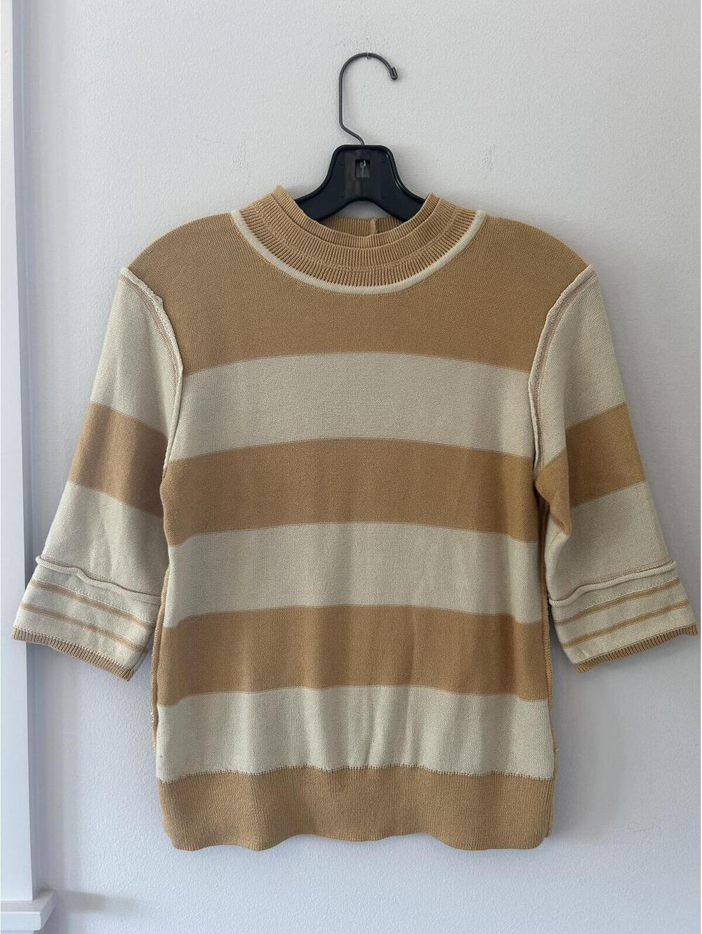 We The Free 100% Cotton Striped Mock Turtle Neck Tee Women’s Size Small
